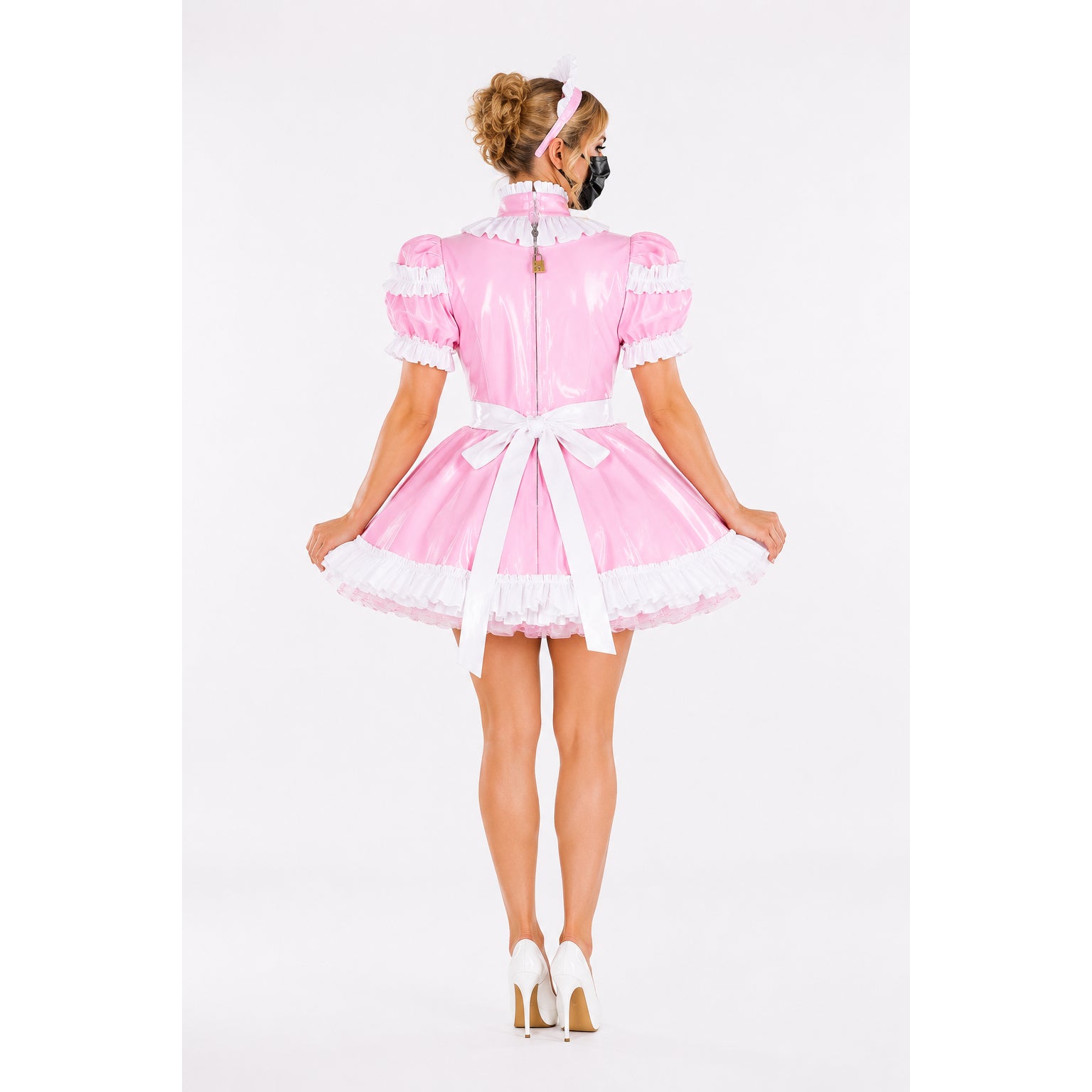 pink thin pvc dress G2242