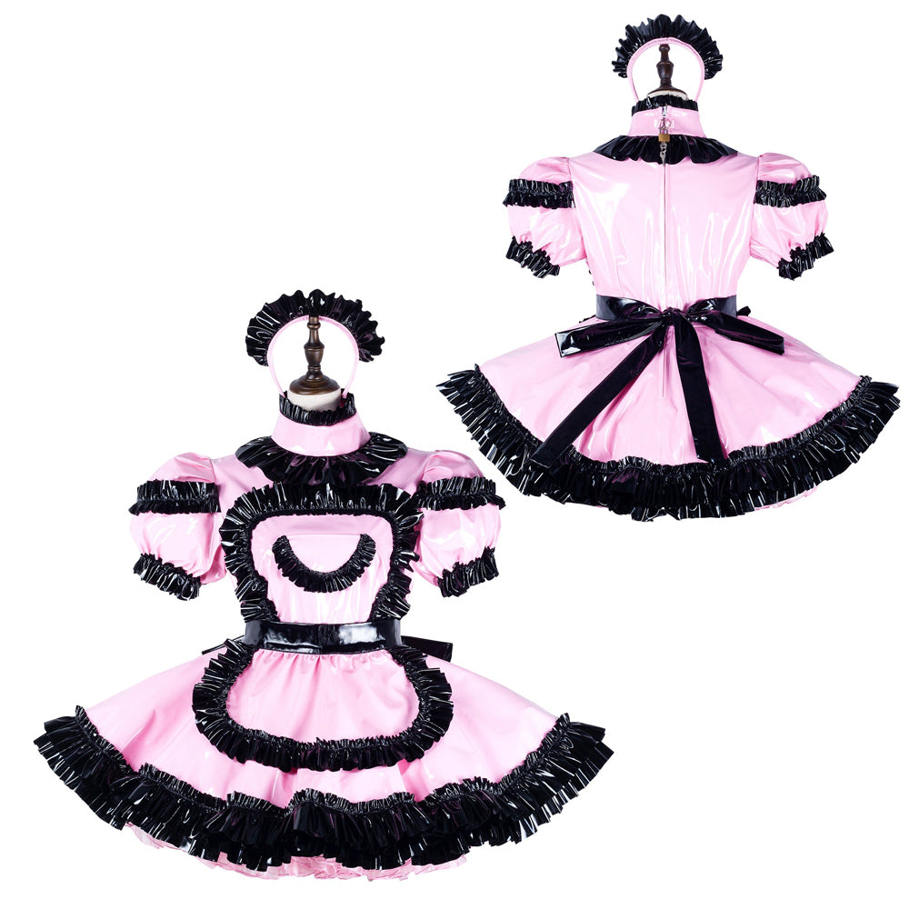 pink thin pvc dress G2243