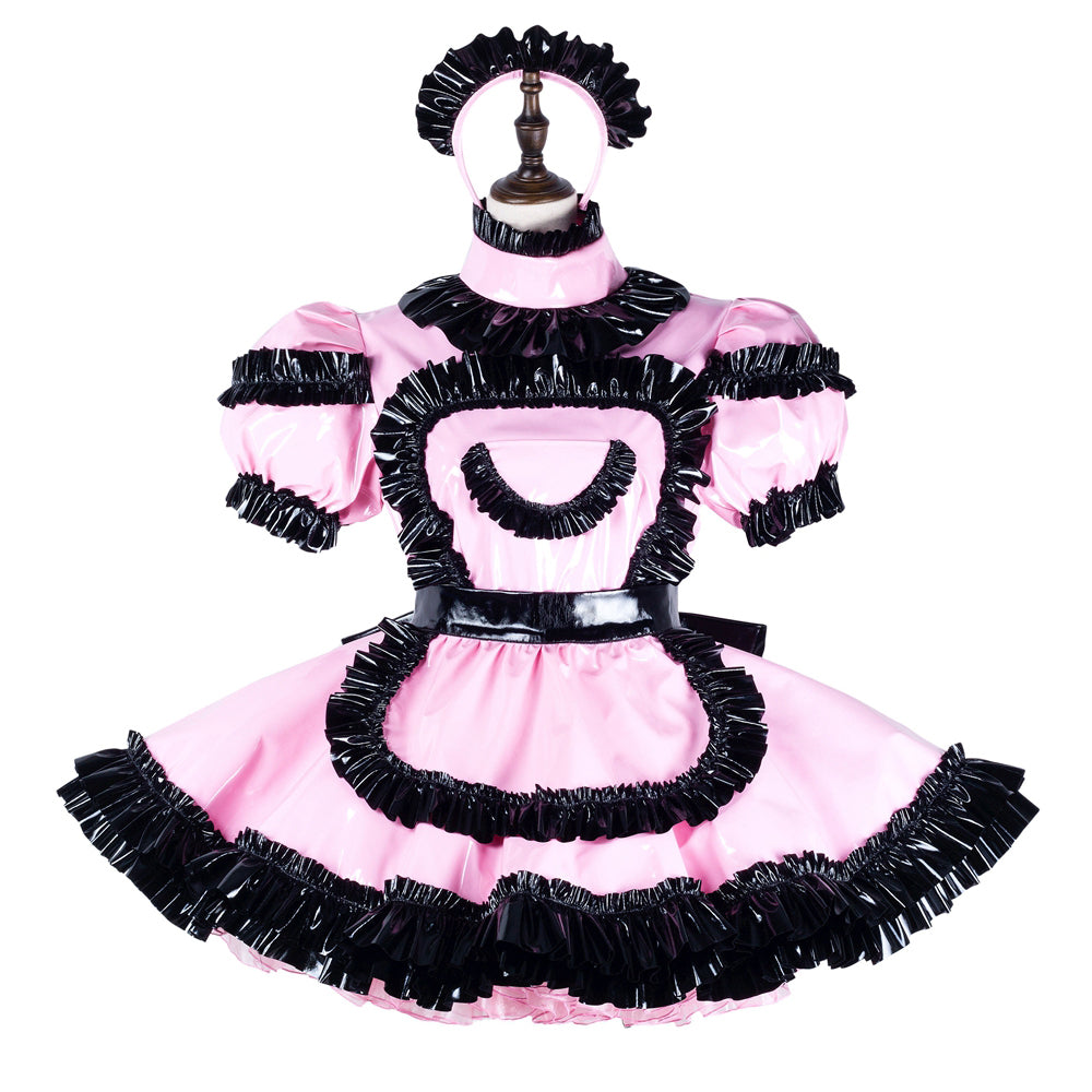 pink thin pvc dress G2243