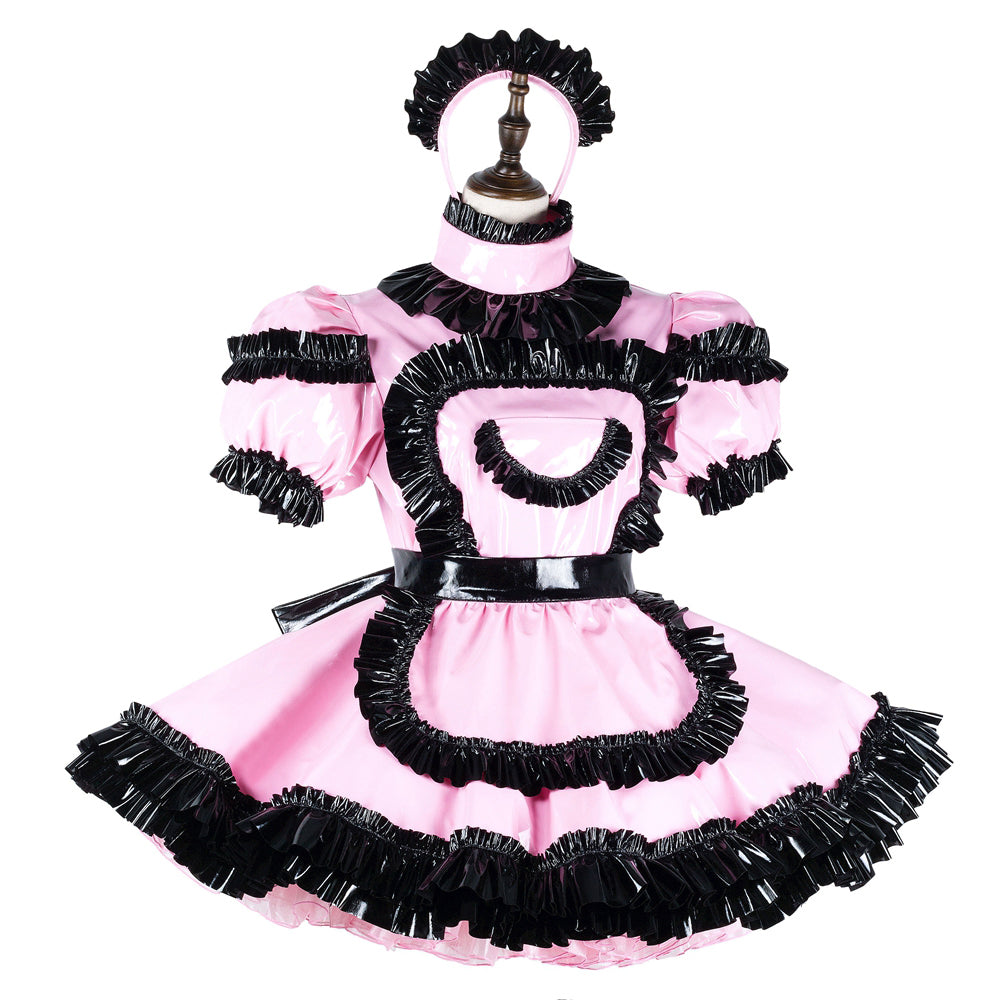 pink thin pvc dress G2243
