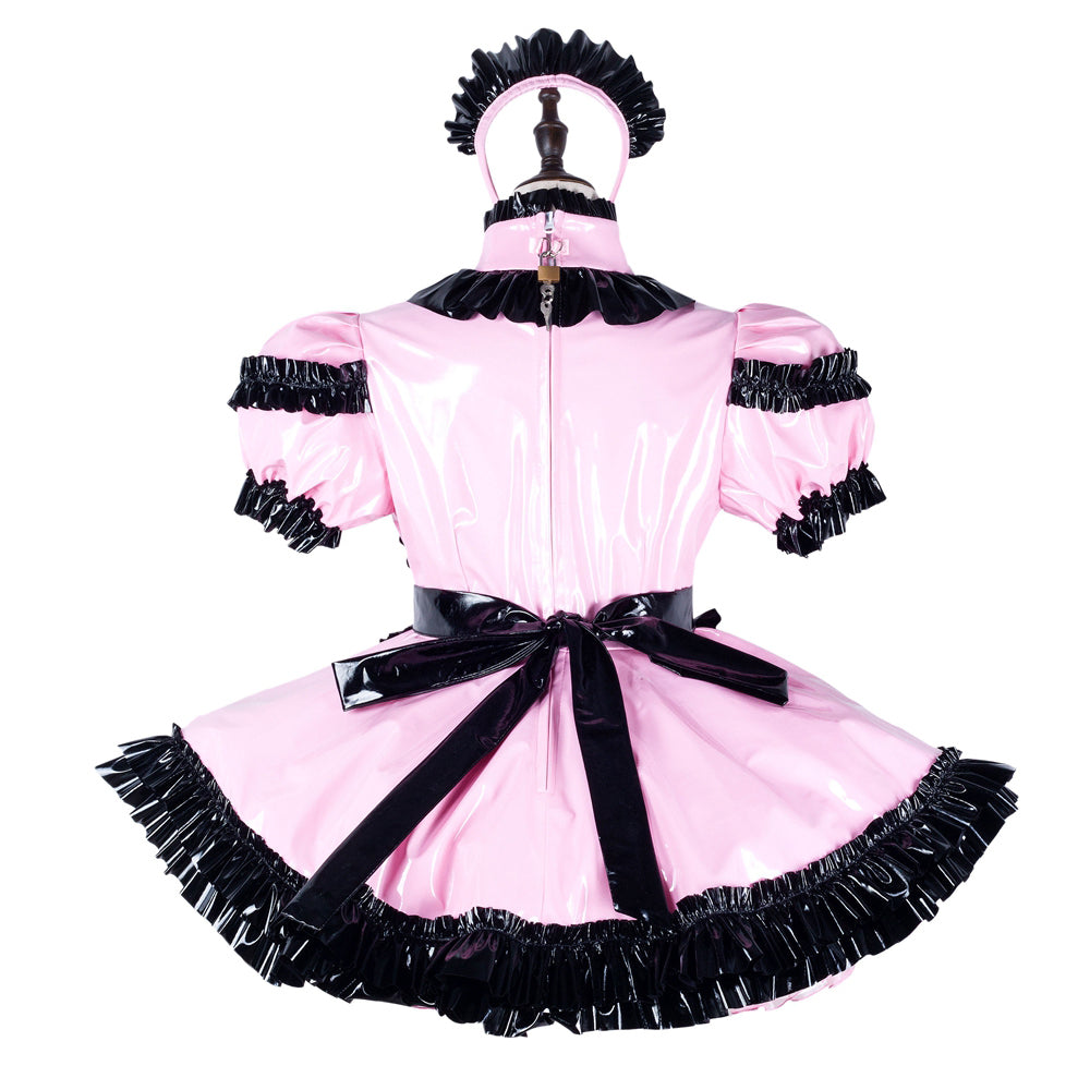 pink thin pvc dress G2243