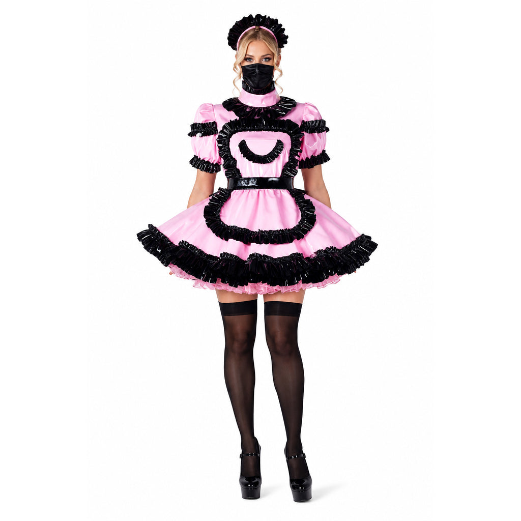 pink thin pvc dress G2243