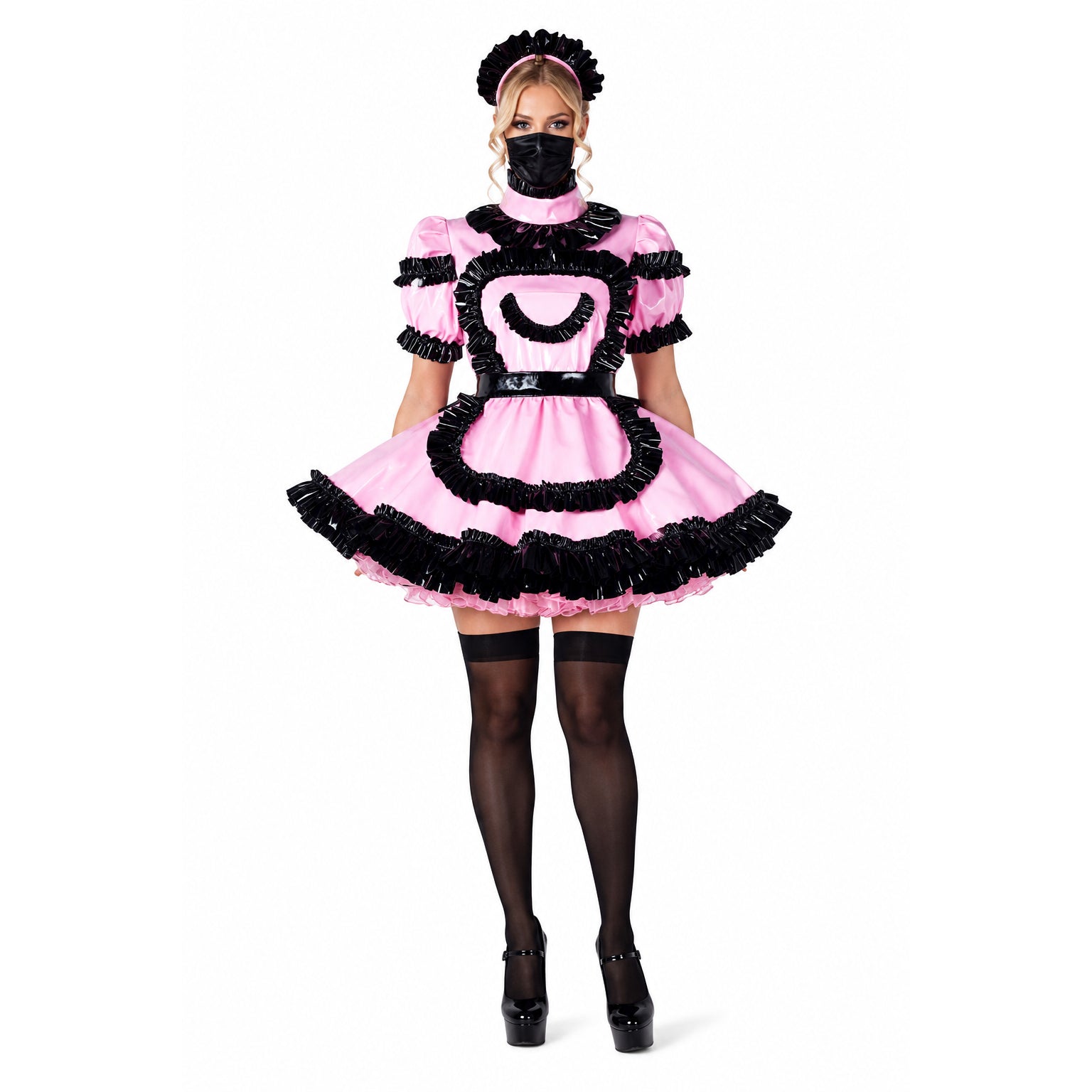 pink thin pvc dress G2243