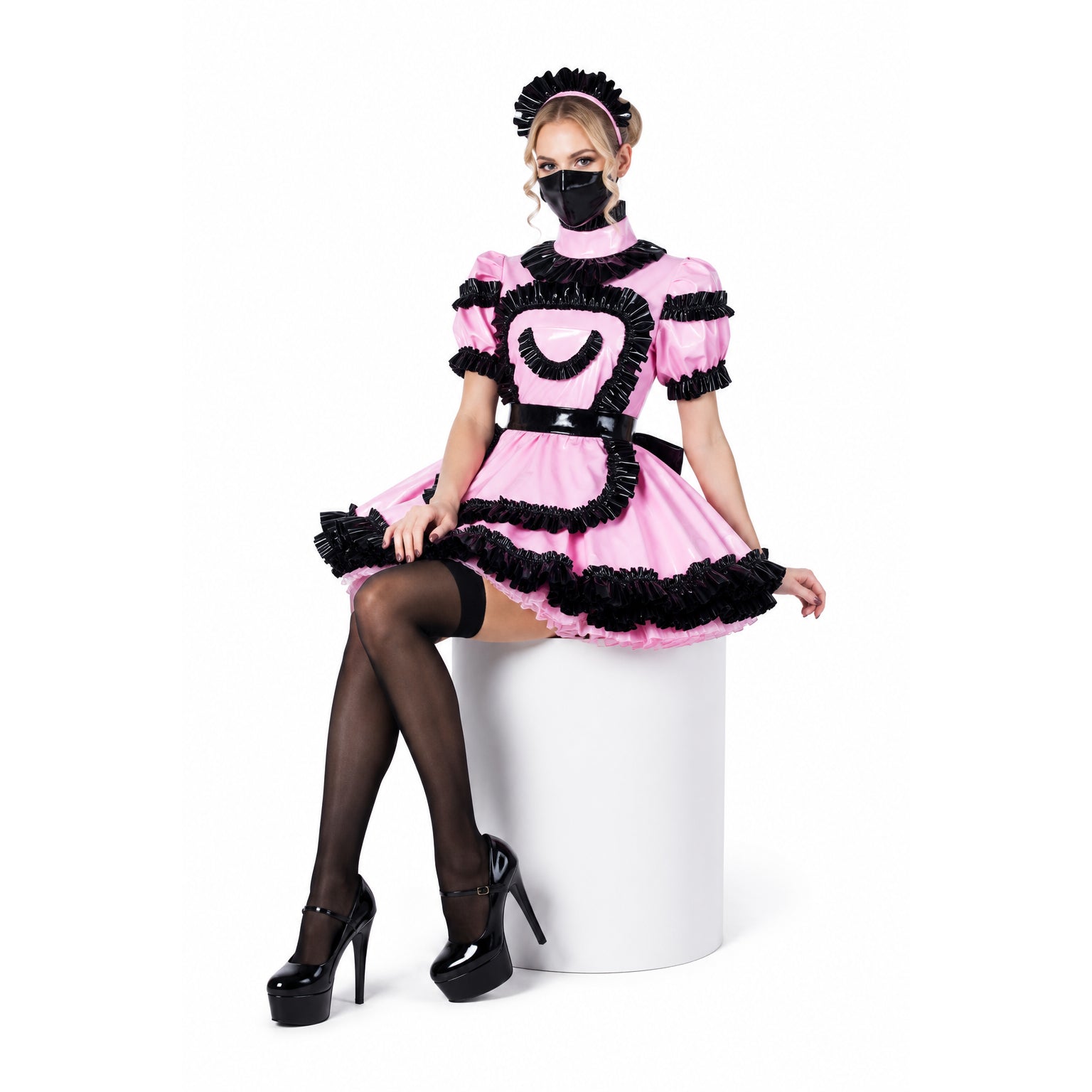 pink thin pvc dress G2243