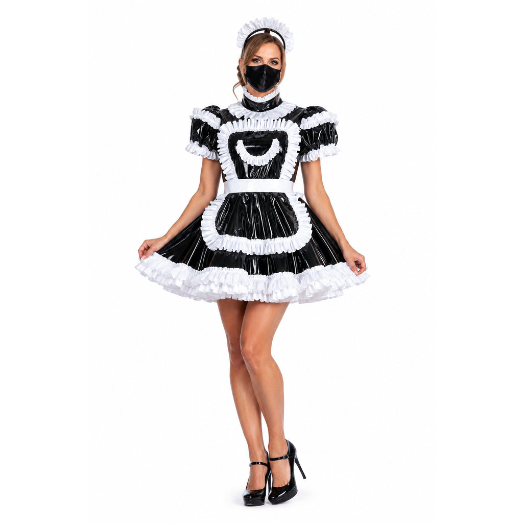 black heavy pvc dress G2245