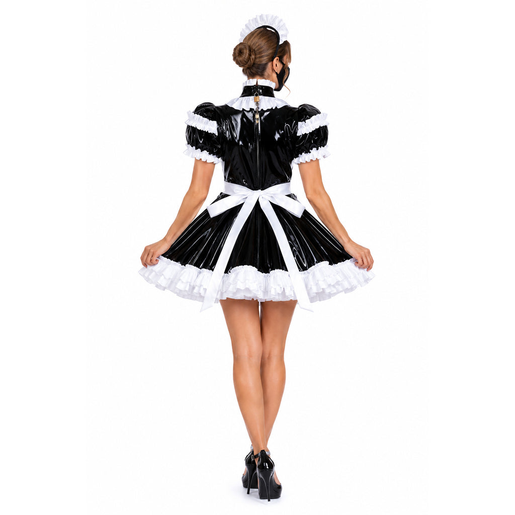 black heavy pvc dress G2245