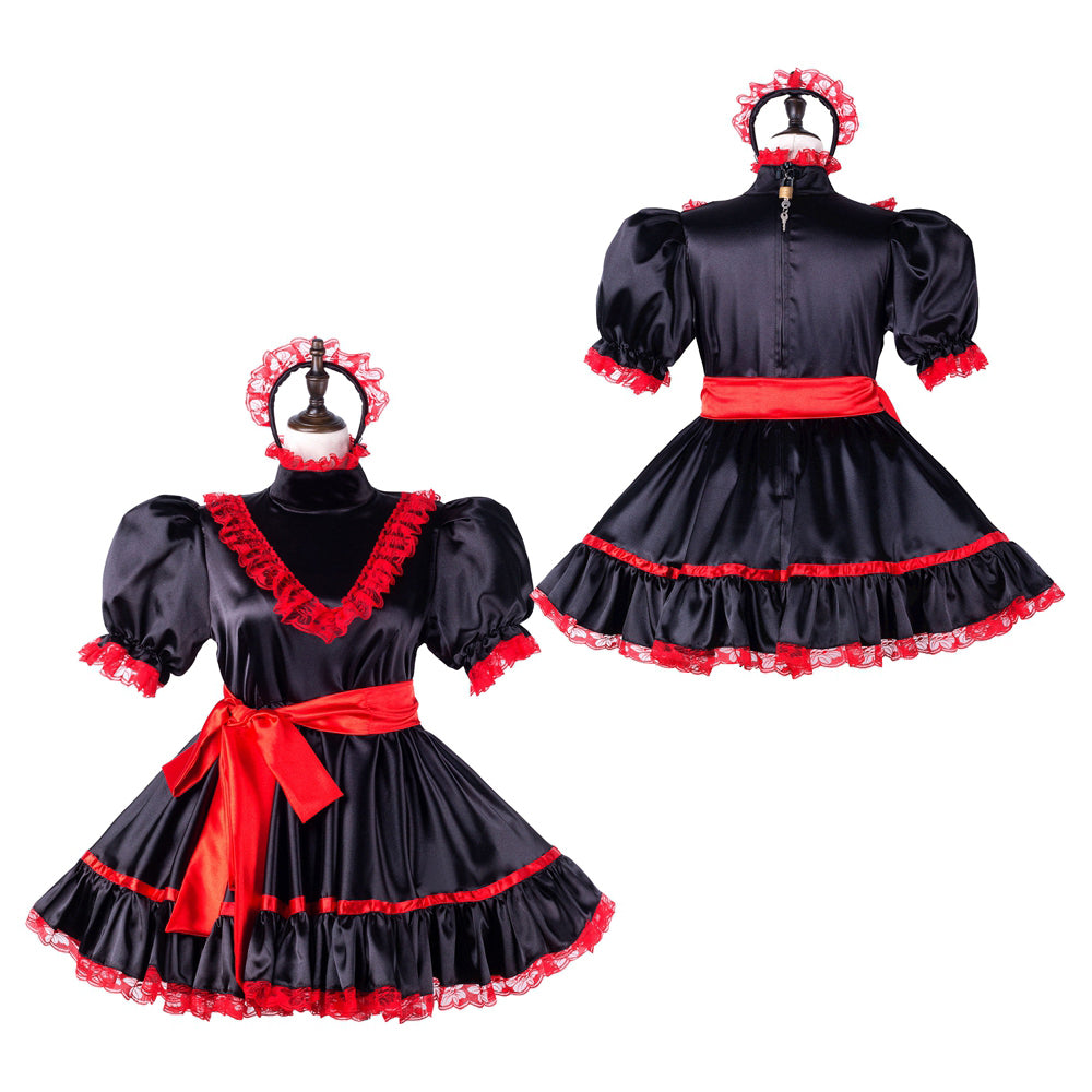 black satin dress G2246