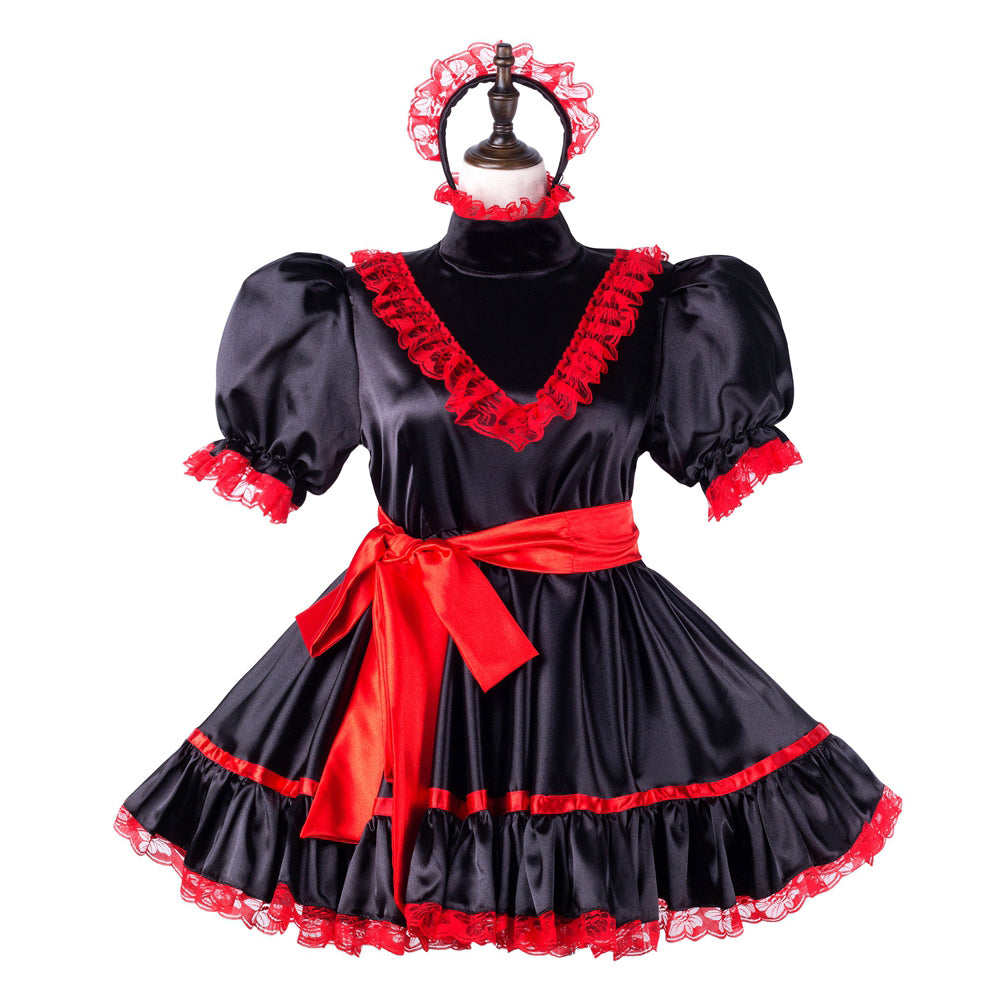 black satin dress G2246