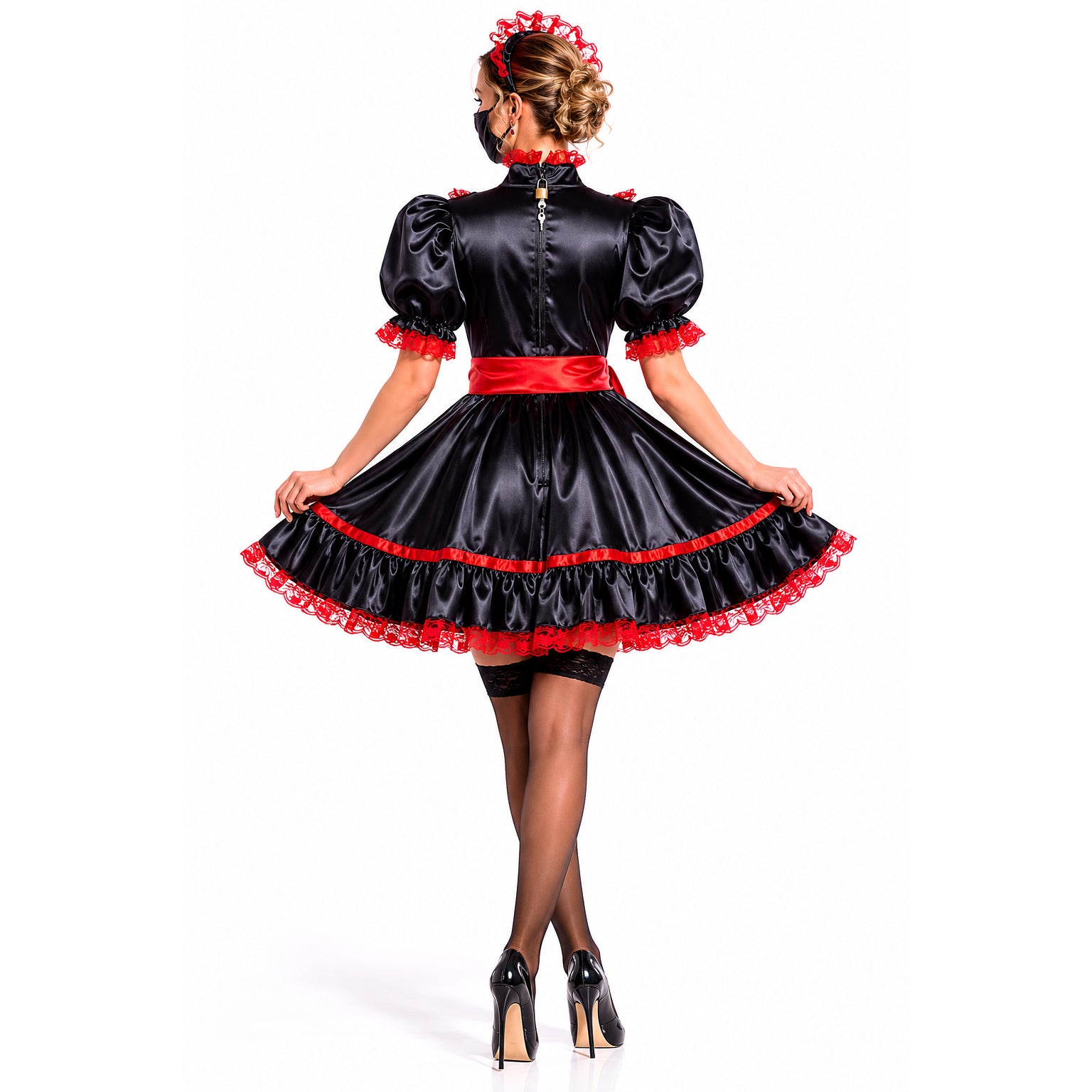 black satin dress G2246
