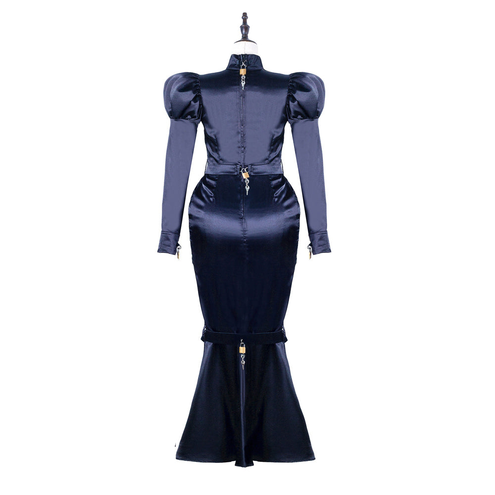 black satin dress G2249