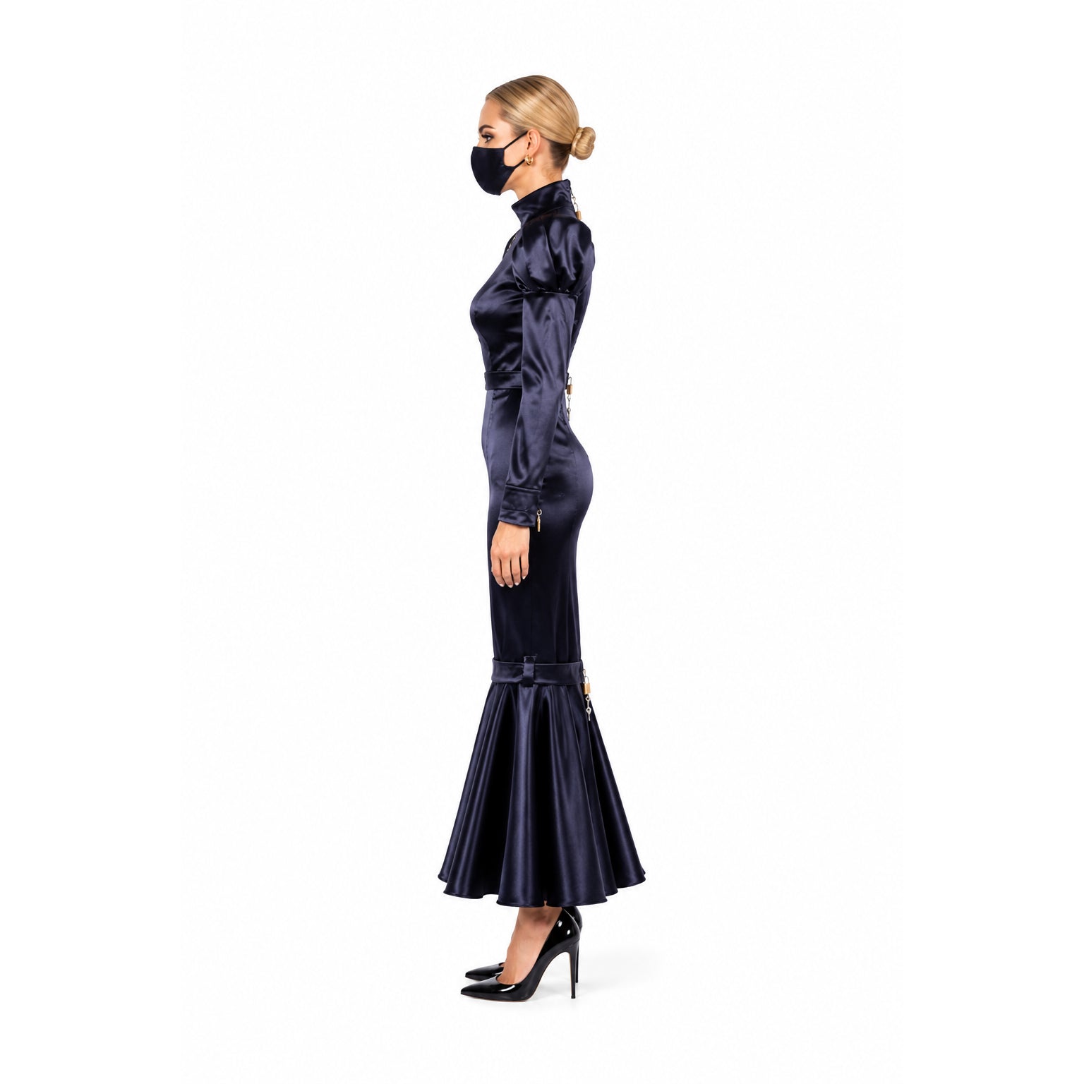 black satin dress G2249