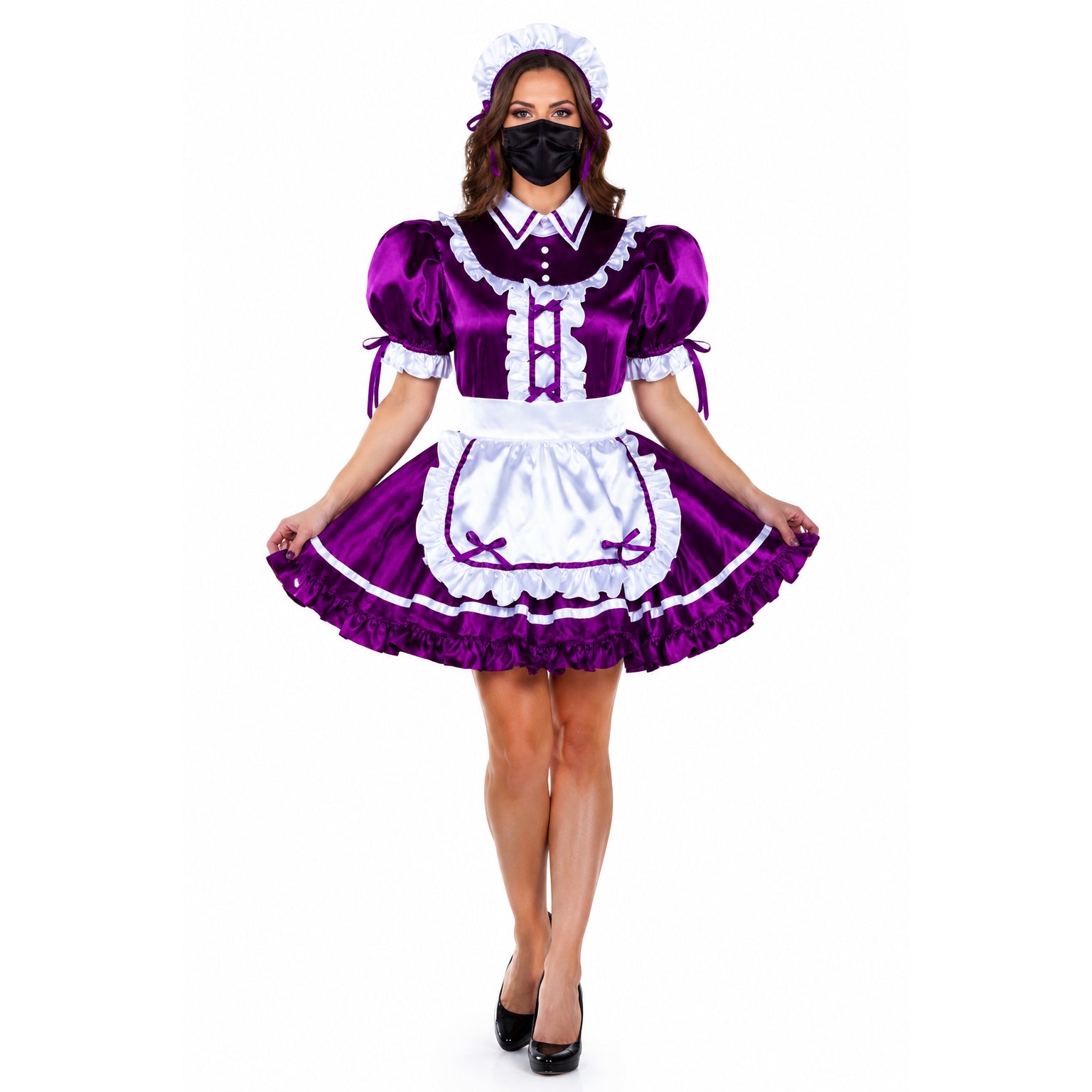 Purple satin dress G2251