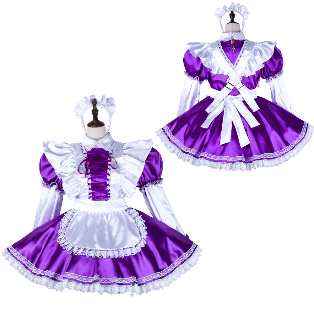 Purple satin dress G2252