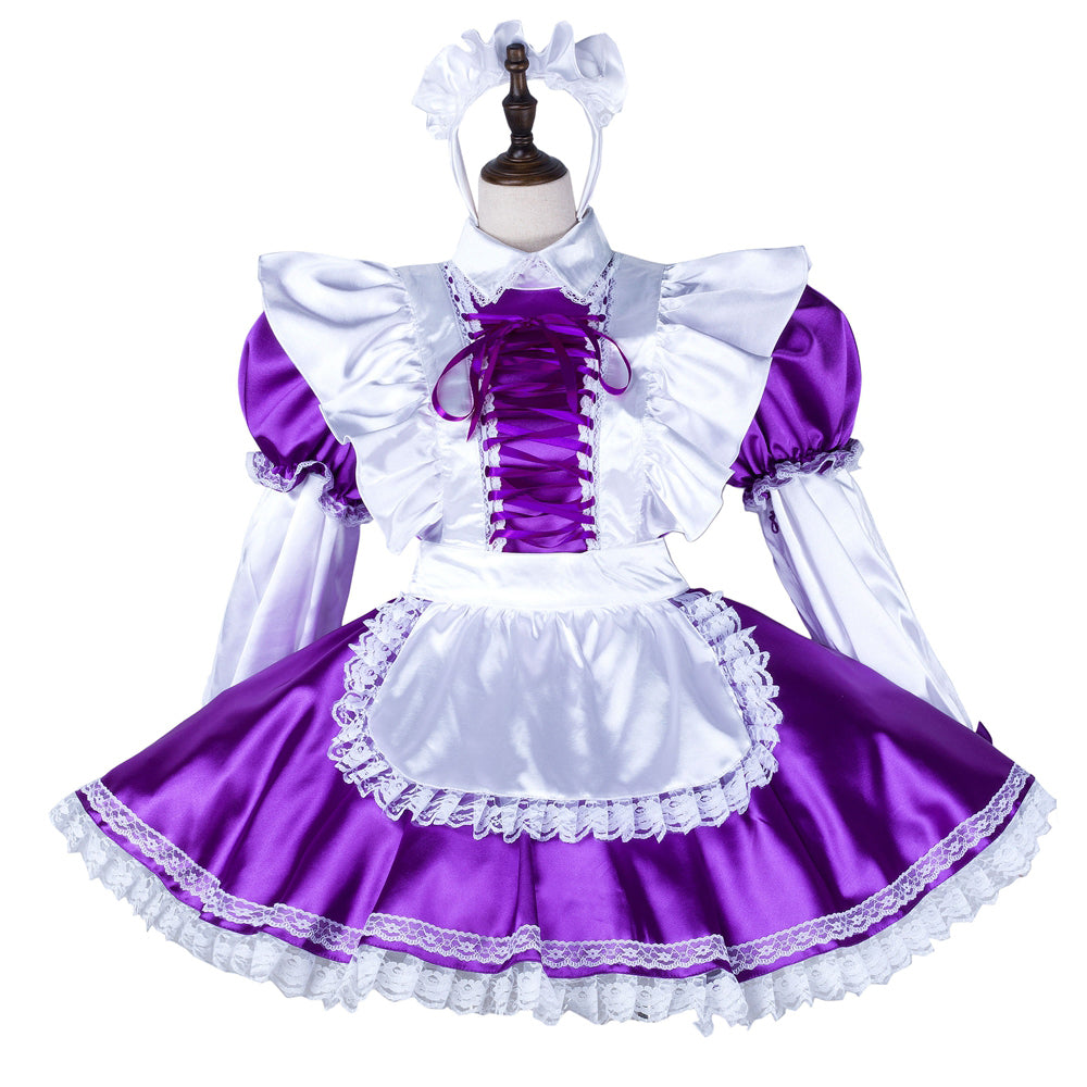 Purple satin dress G2252