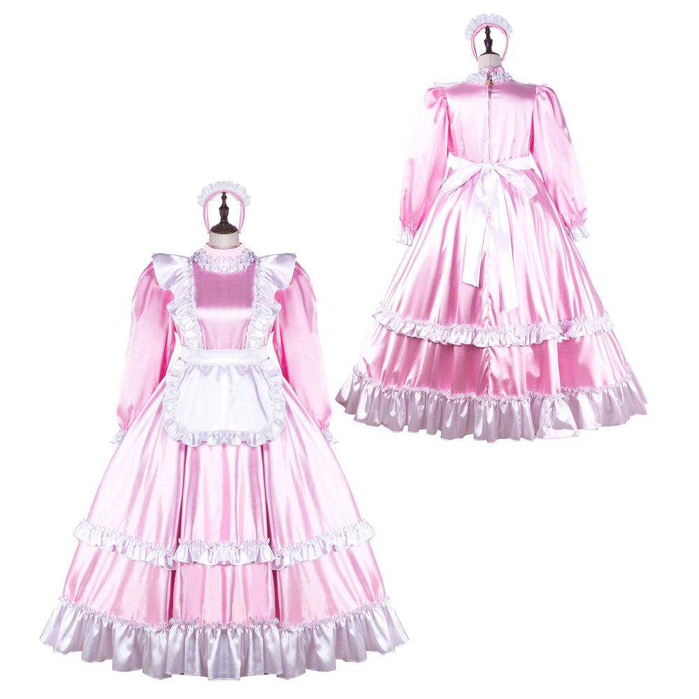 pink satin dress G2254