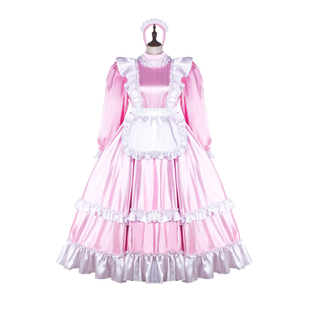 pink satin dress G2254