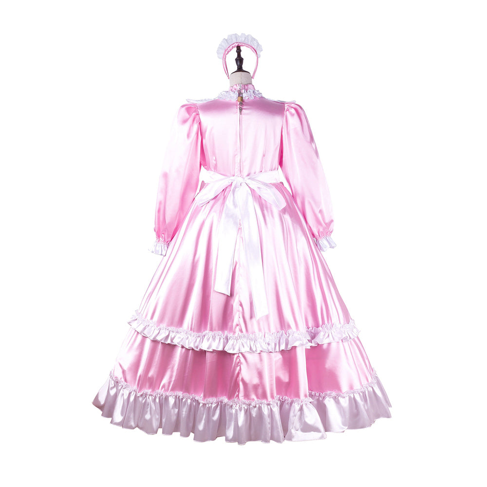 pink satin dress G2254