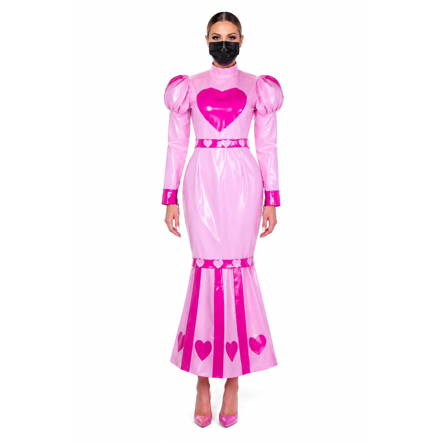 pink thin pvc dress G2255