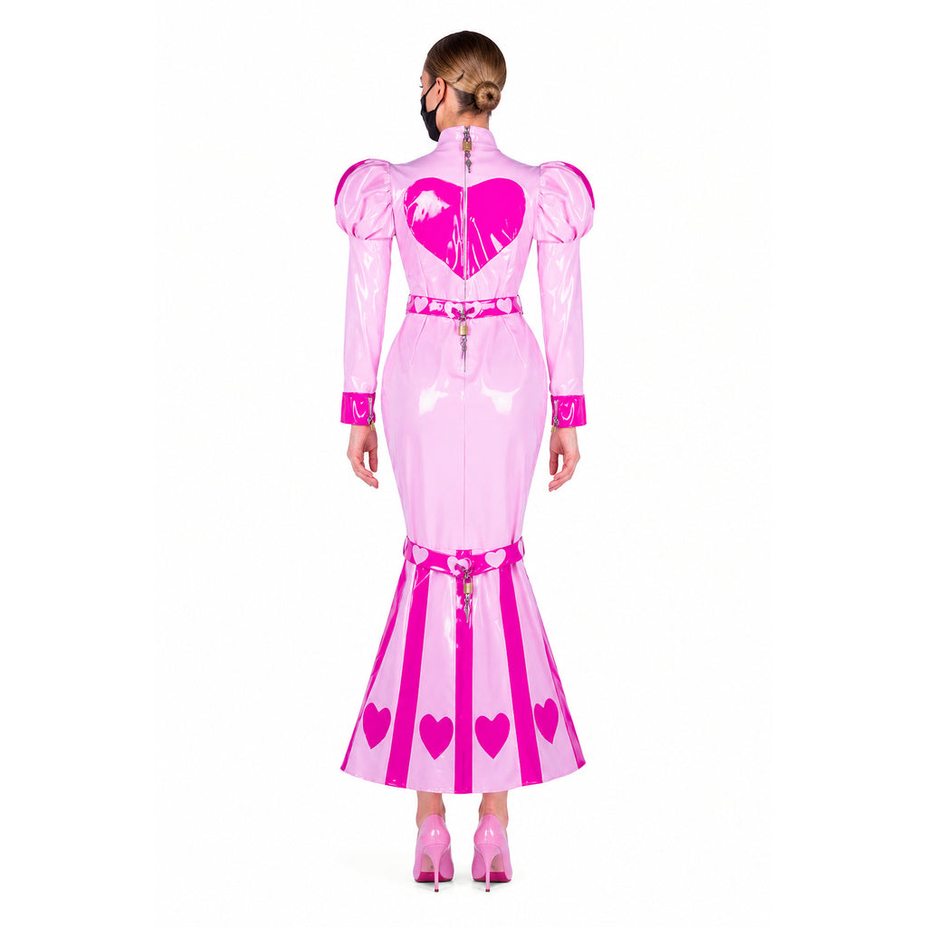 pink thin pvc dress G2255