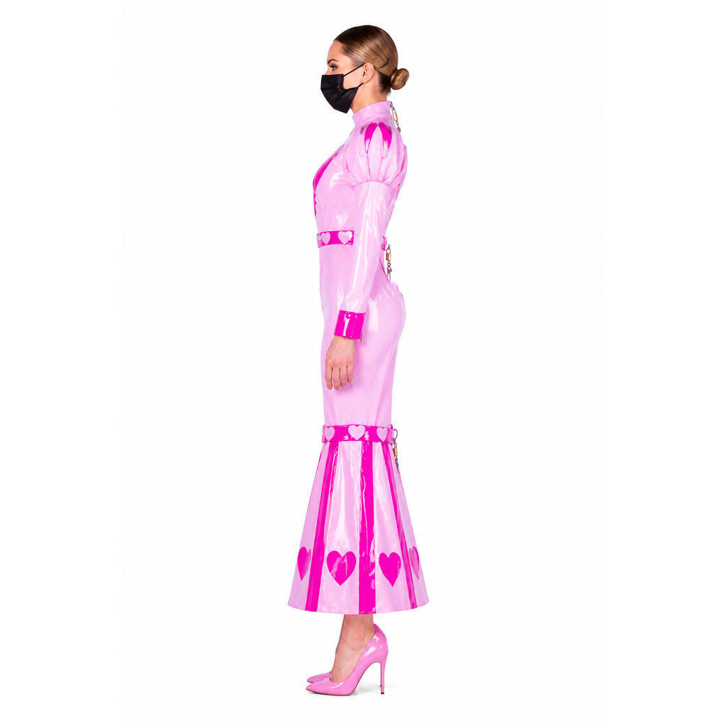 pink thin pvc dress G2255