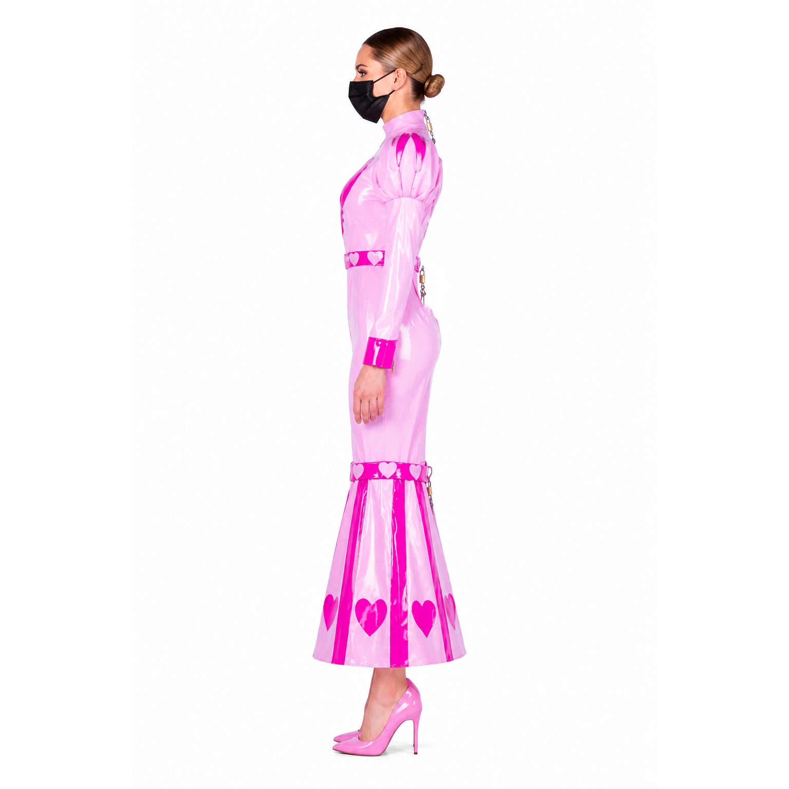 pink thin pvc dress G2255