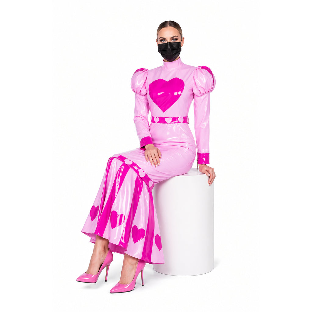 pink thin pvc dress G2255