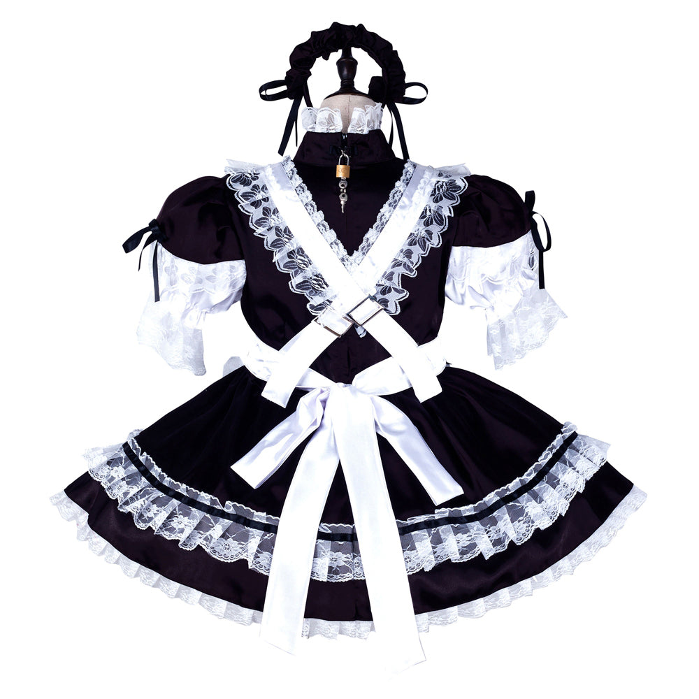 black satin dress G2256