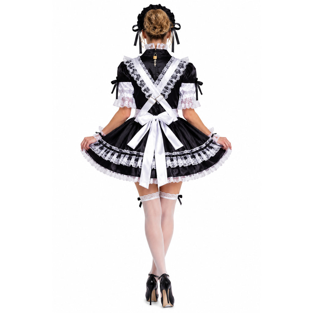 black satin dress G2256