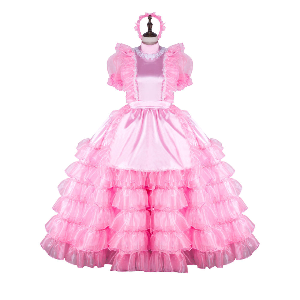 pink satin organza dress G2259