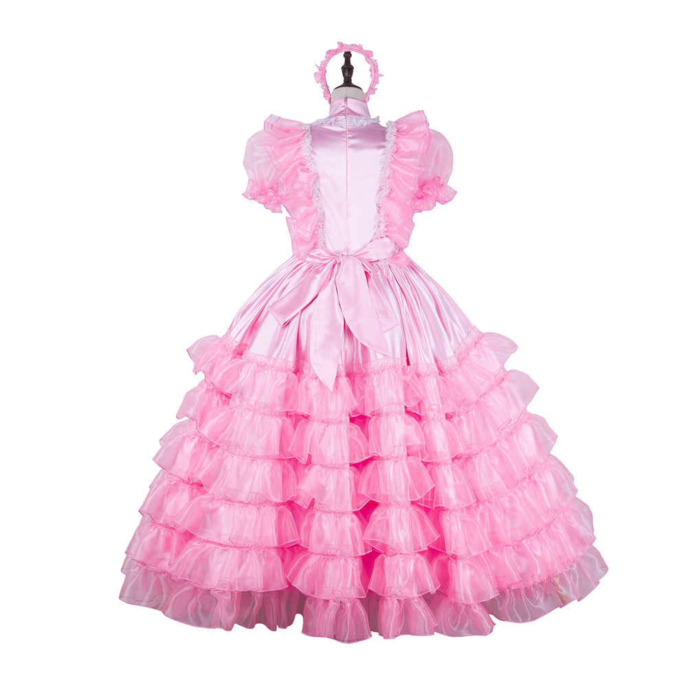 pink satin organza dress G2259