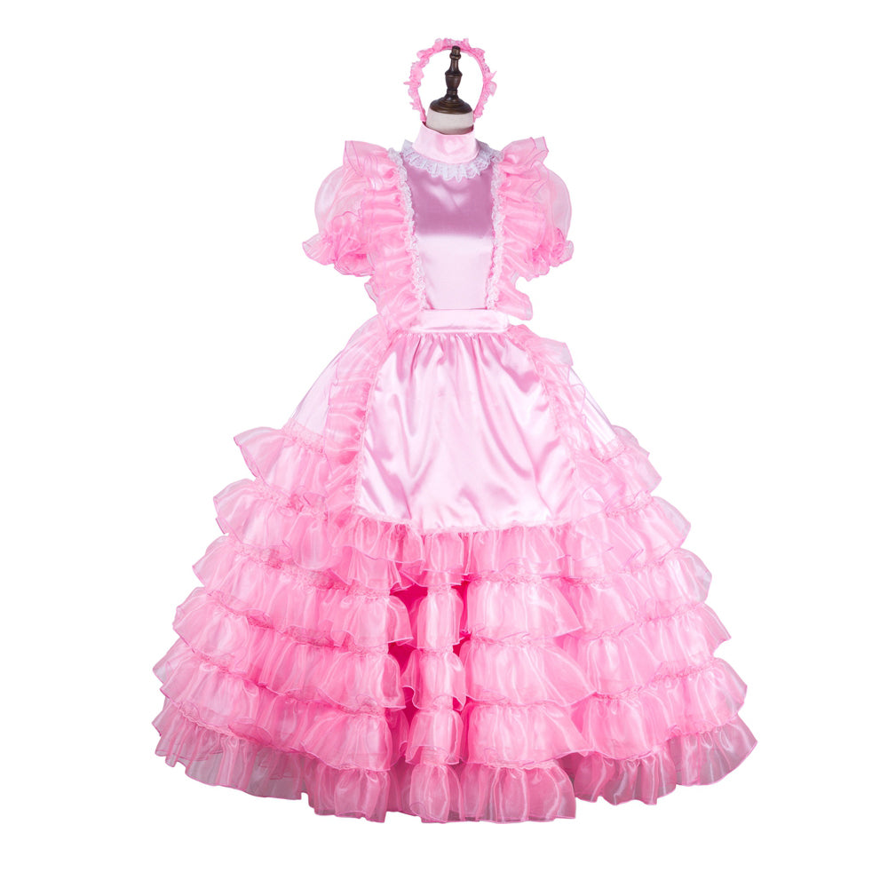 pink satin organza dress G2259