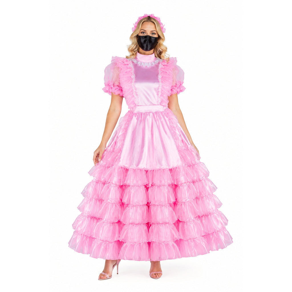pink satin organza dress G2259