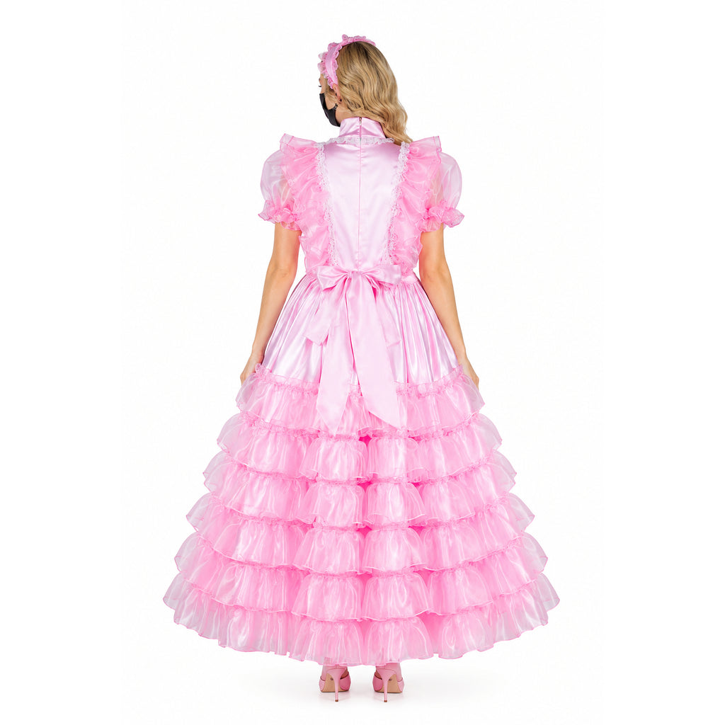pink satin organza dress G2259