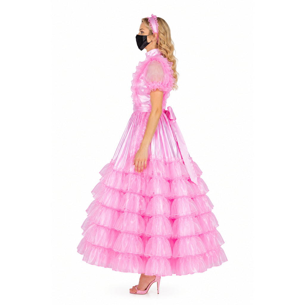 pink satin organza dress G2259