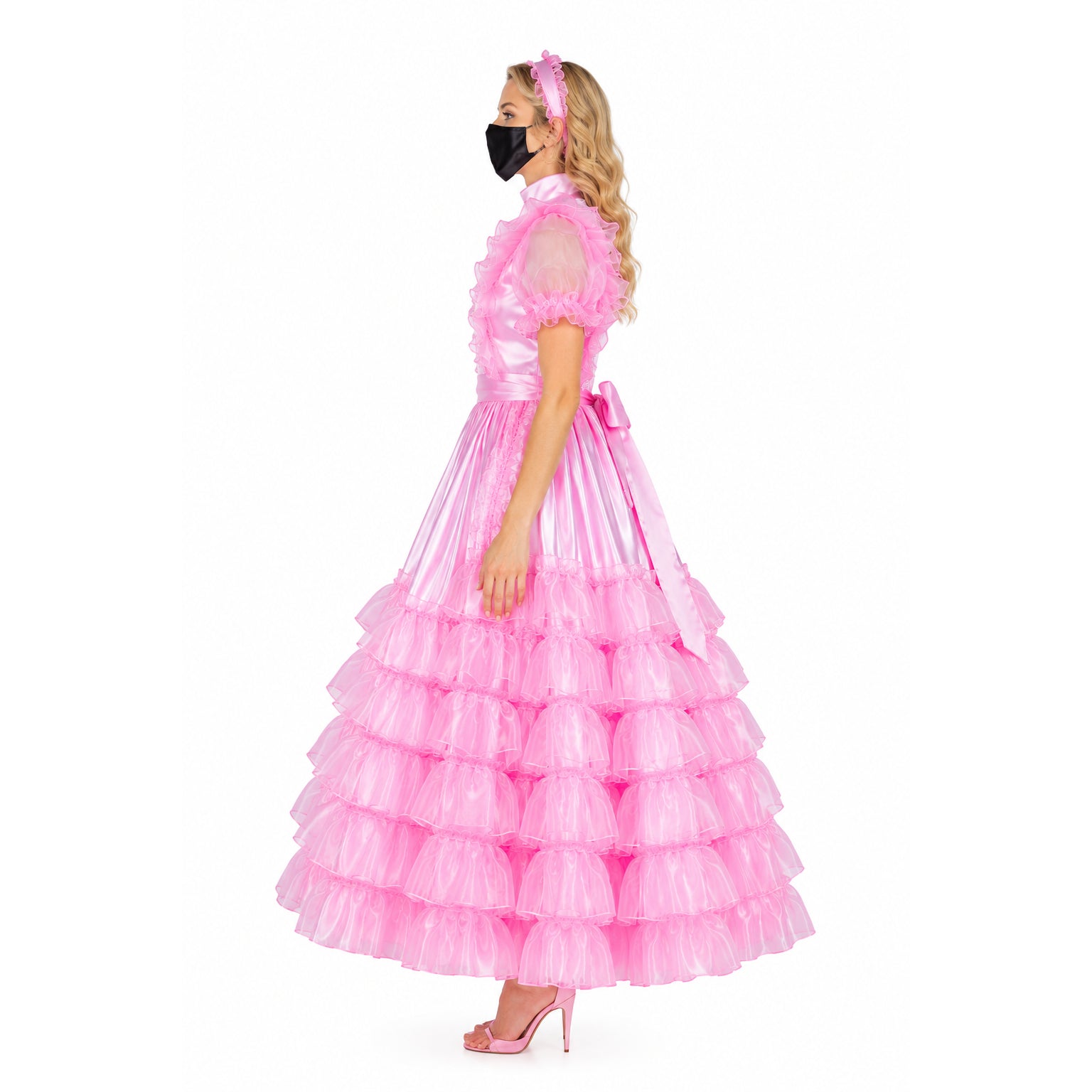 pink satin organza dress G2259