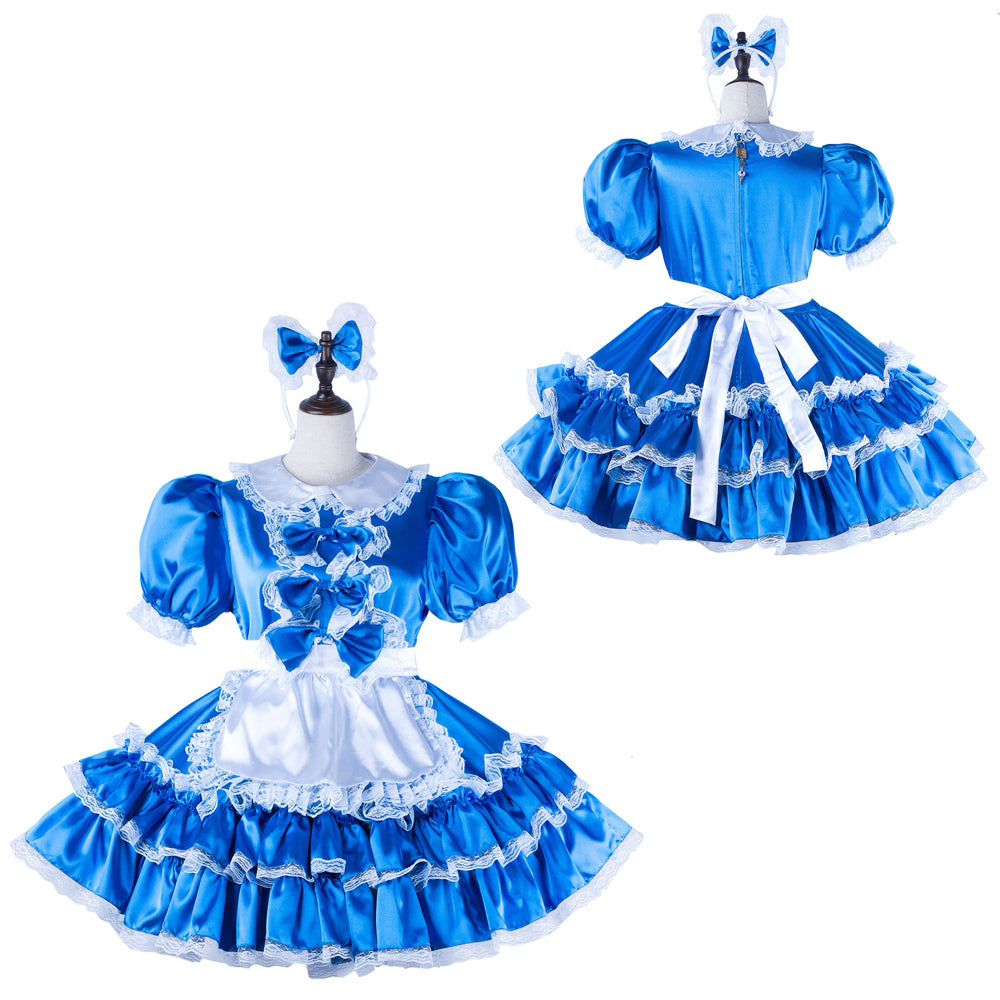blue satin dress G2262