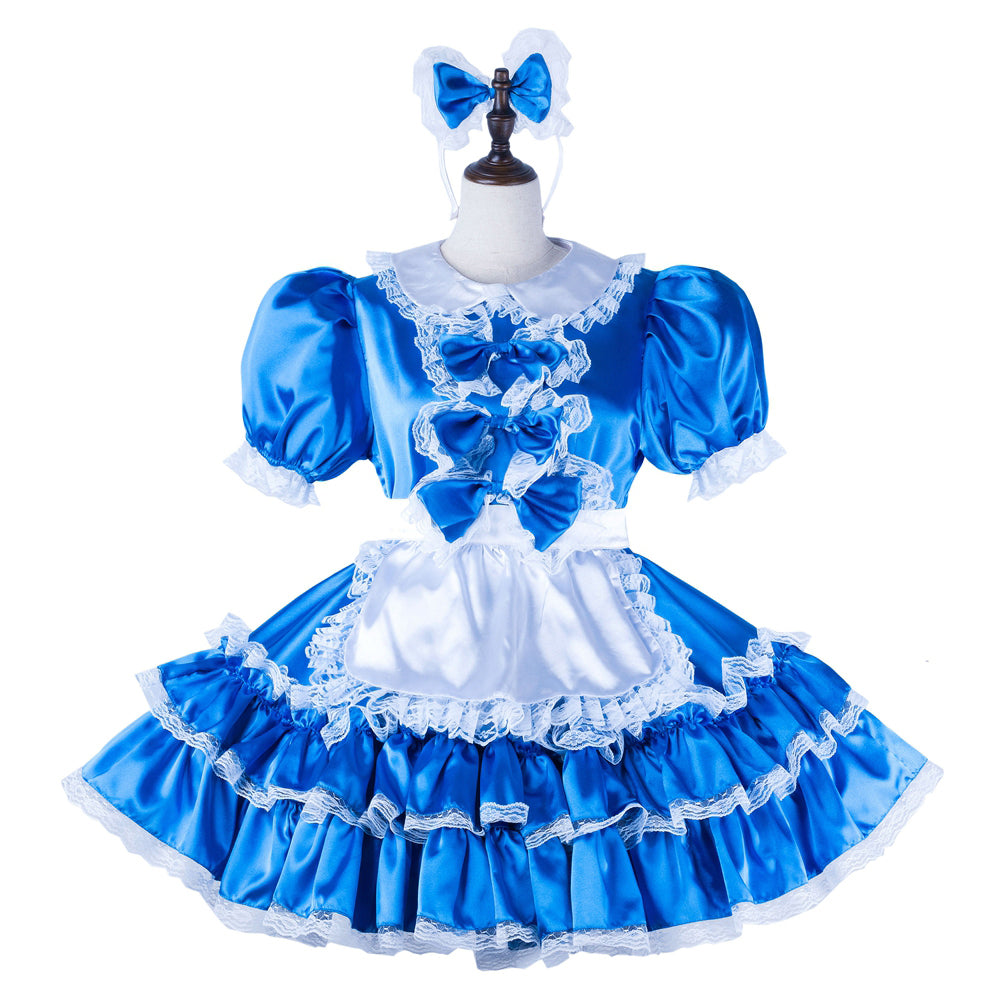 blue satin dress G2262