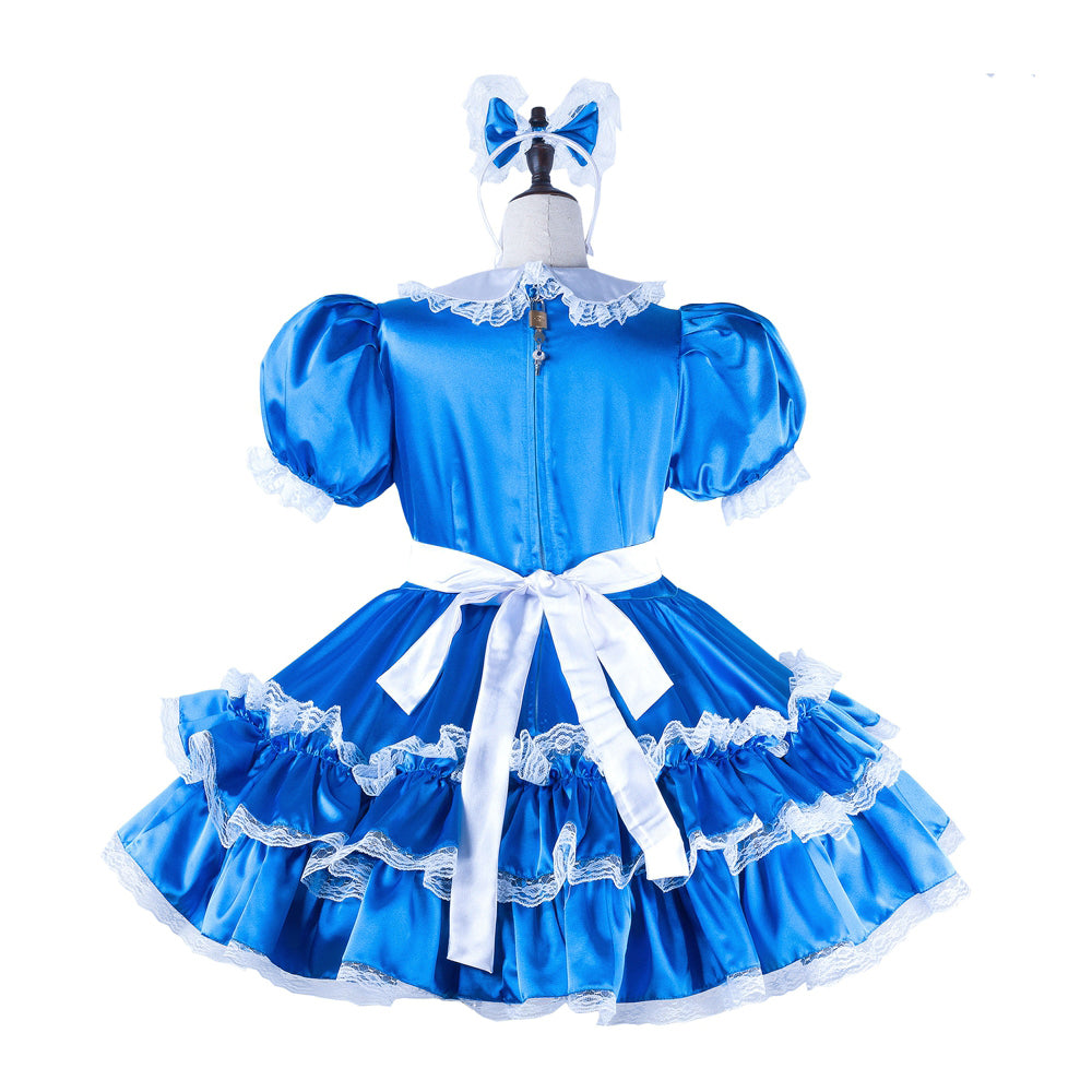 blue satin dress G2262