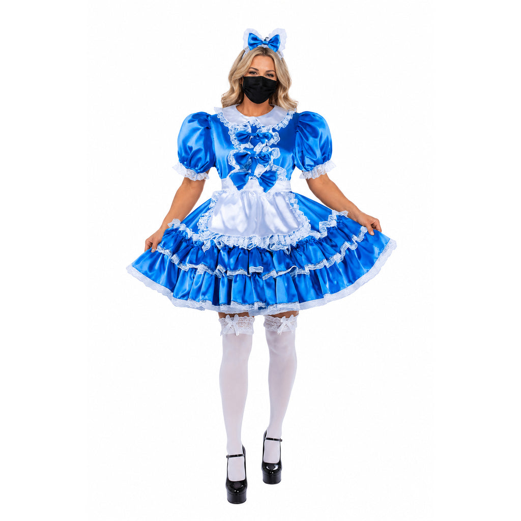blue satin dress G2262