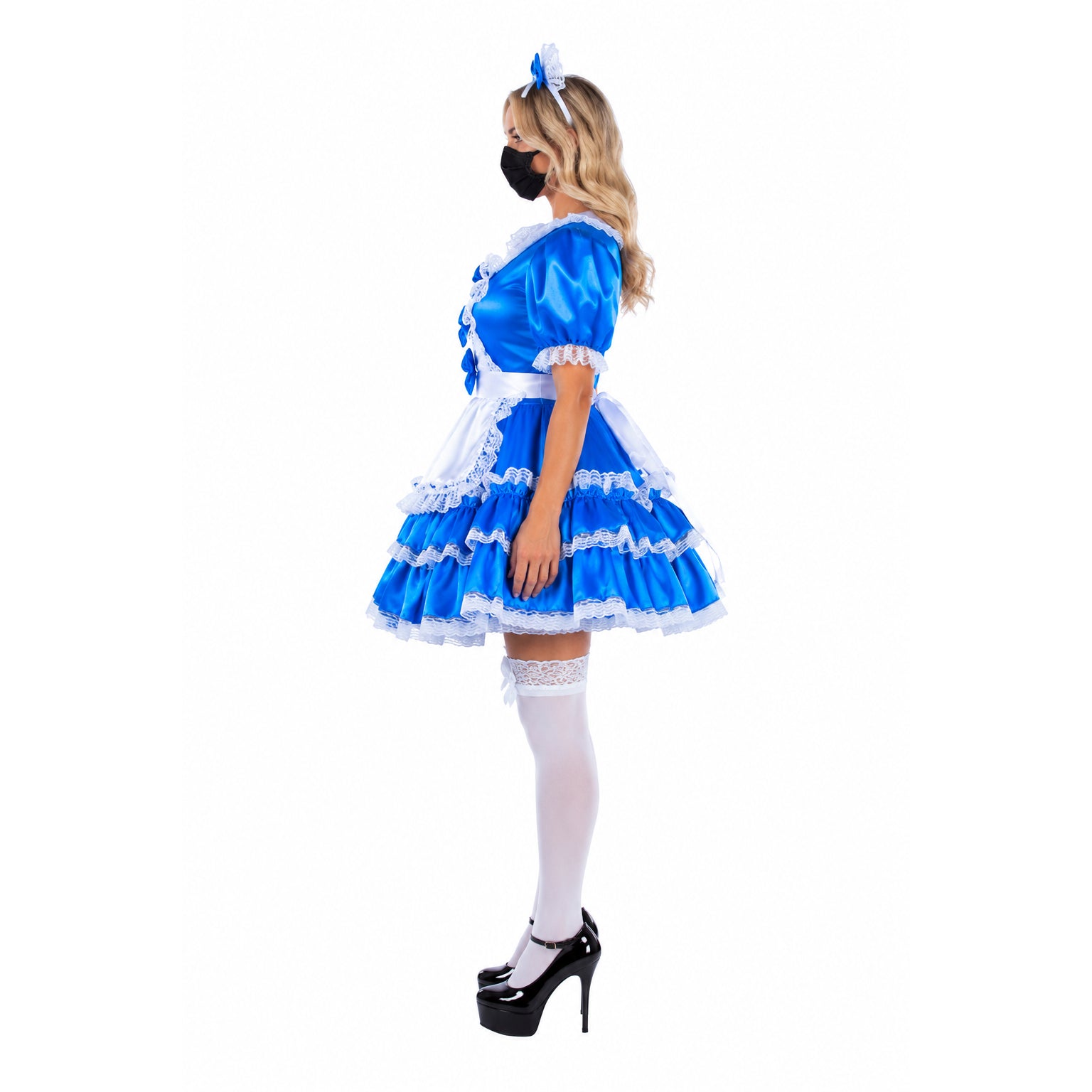 blue satin dress G2262