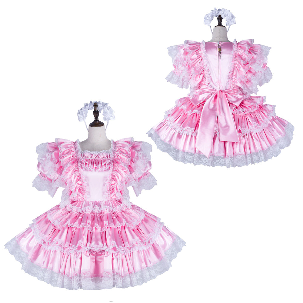 pink satin dress G2263