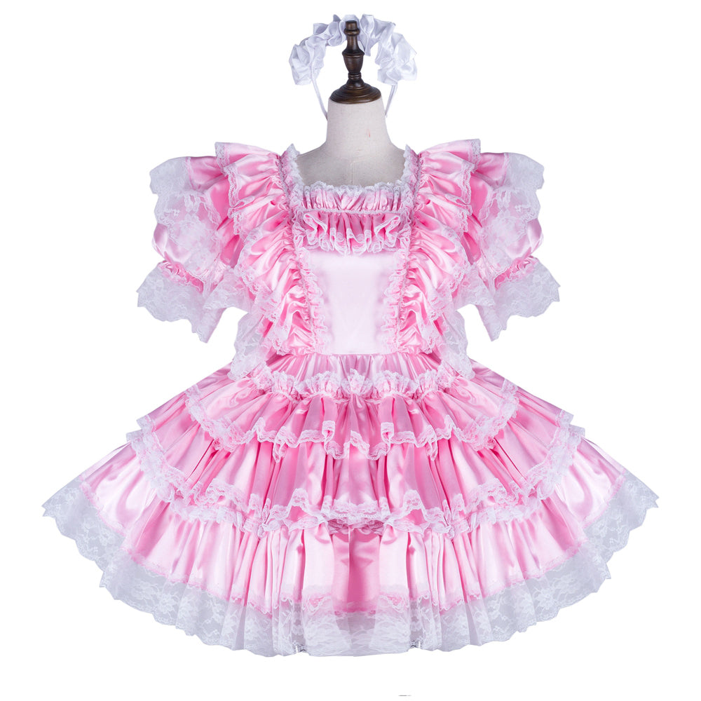 pink satin dress G2263
