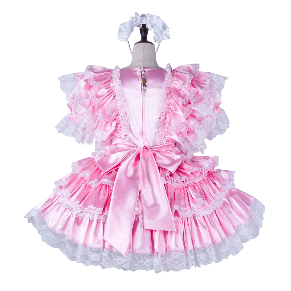 pink satin dress G2263