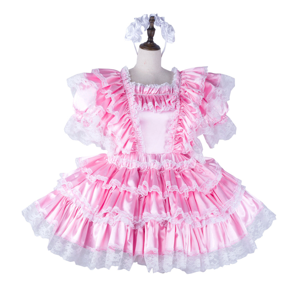 pink satin dress G2263