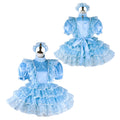 baby blue satin organza dress G2269