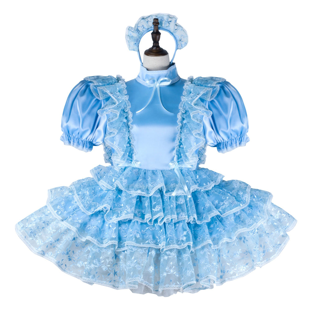 baby blue satin organza dress G2269
