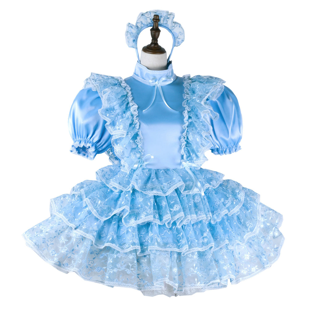baby blue satin organza dress G2269