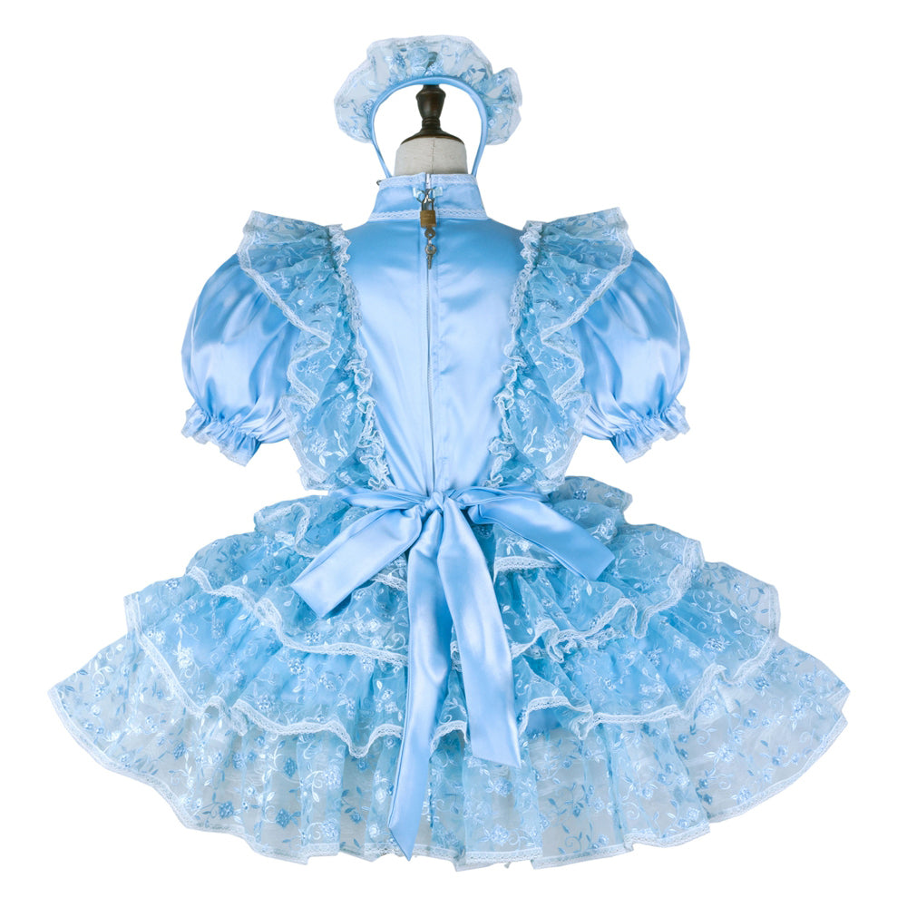 baby blue satin organza dress G2269