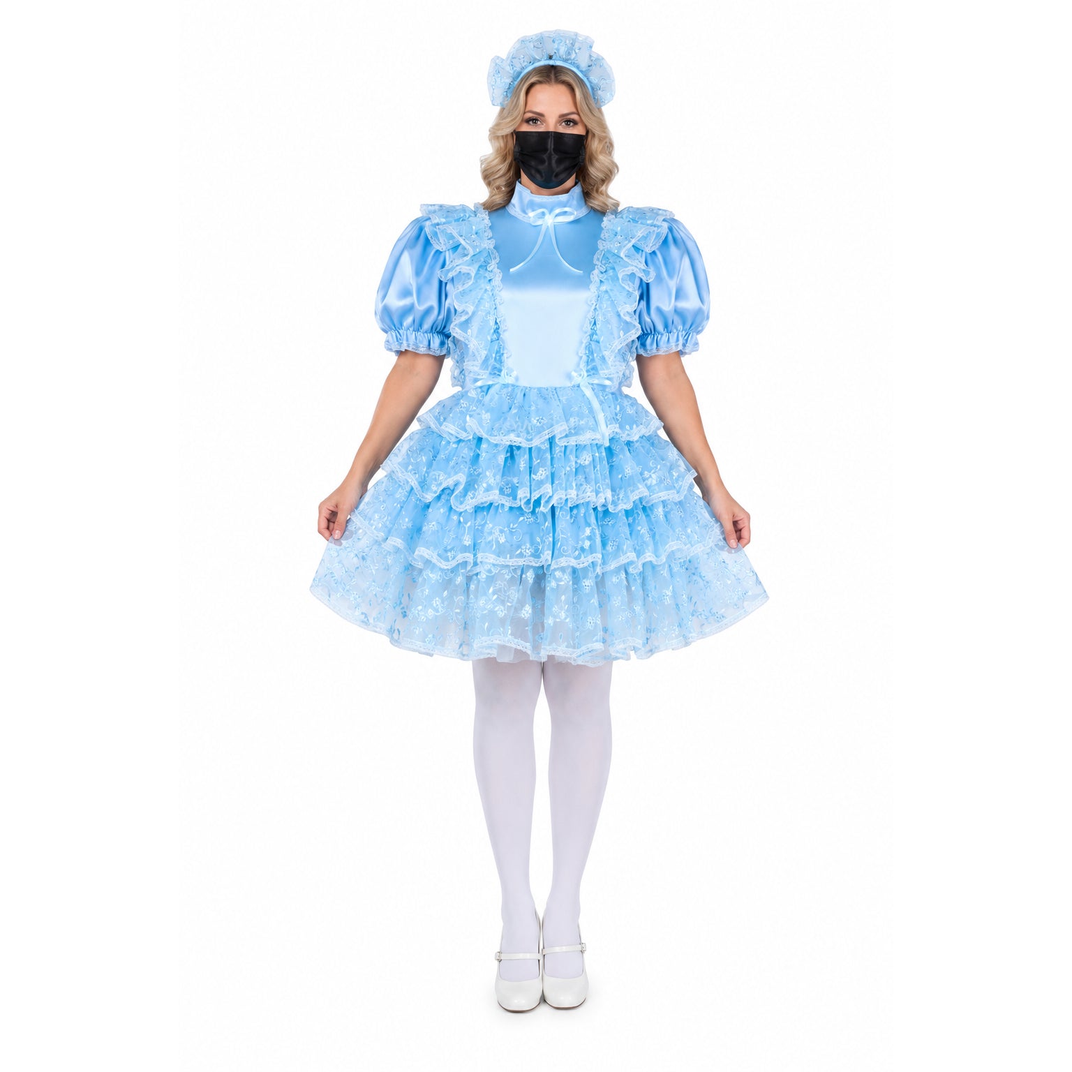 baby blue satin organza dress G2269