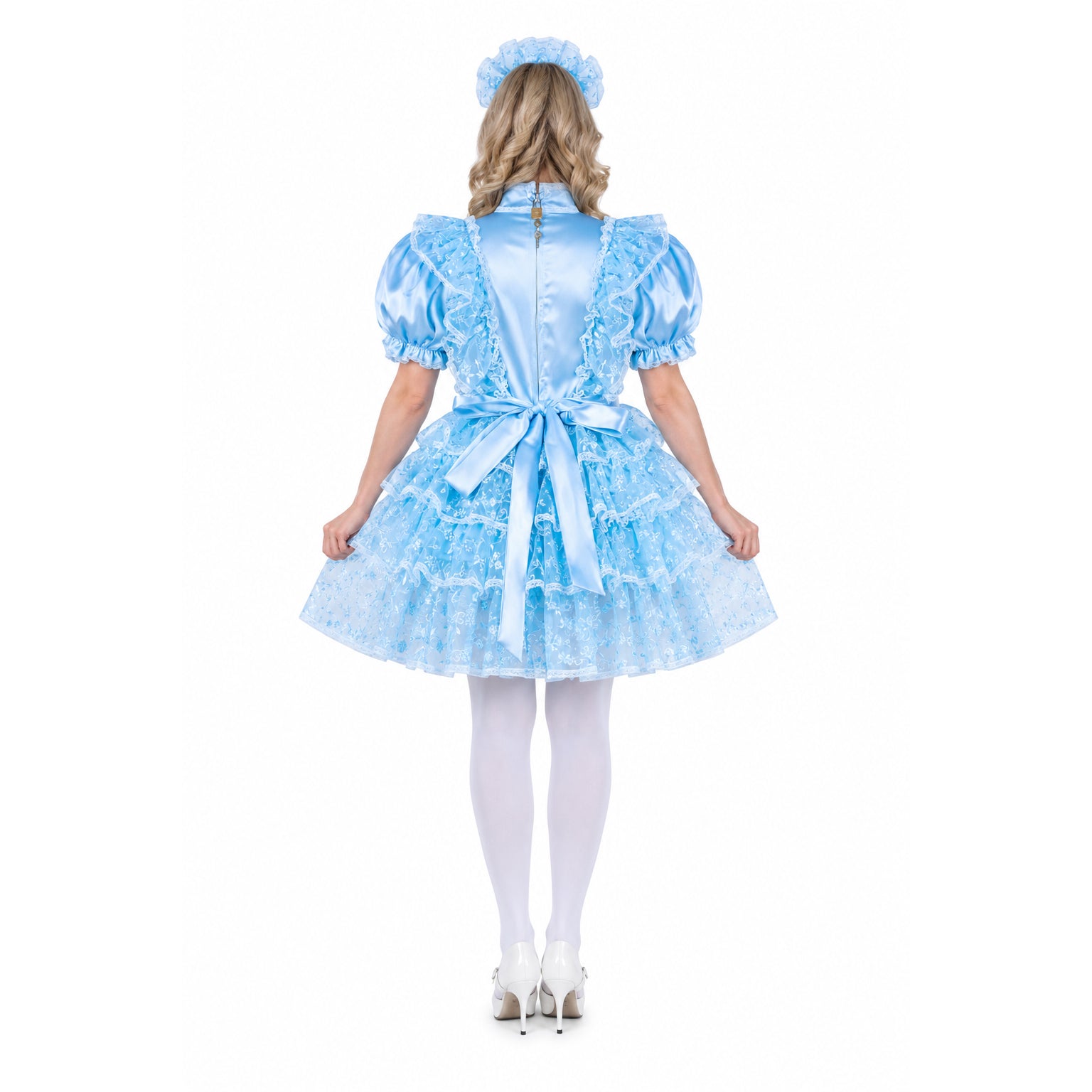baby blue satin organza dress G2269